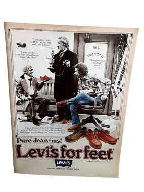 1978 Levi's for Feet Shoes Thomas Edison Alexander Bell Vintage Print Ad